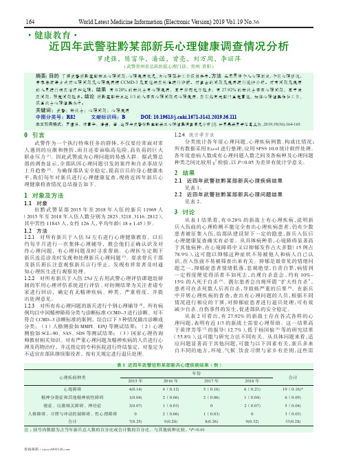 近四年武警驻黔某部新兵心理健康调查情况分析