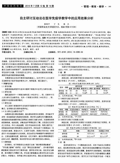 自主研讨互动法在医学免疫学教学中的应用效果分析