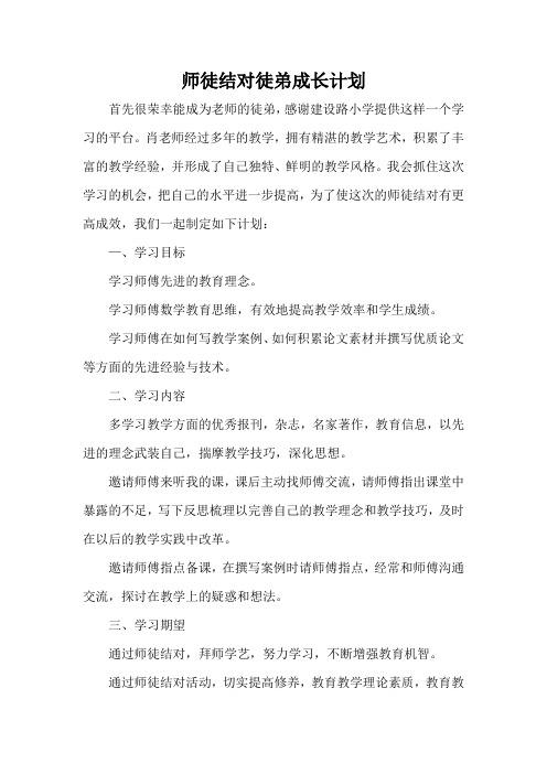 师徒结对徒弟成长计划