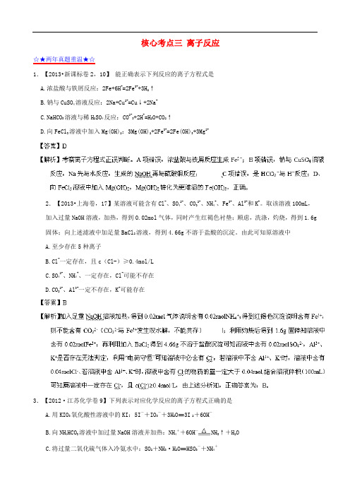 高考化学最后冲刺提分 专题03 离子反应