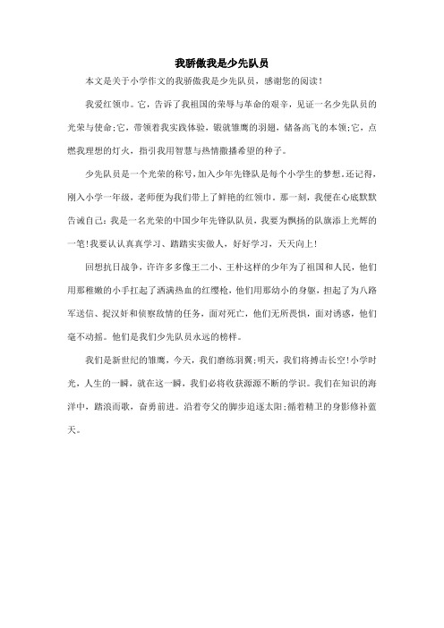 我骄傲我是少先队员_小学作文
