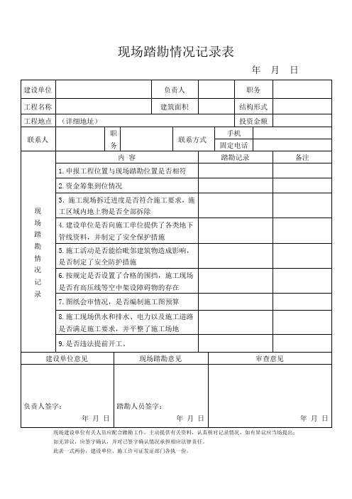 现场踏勘情况记录表