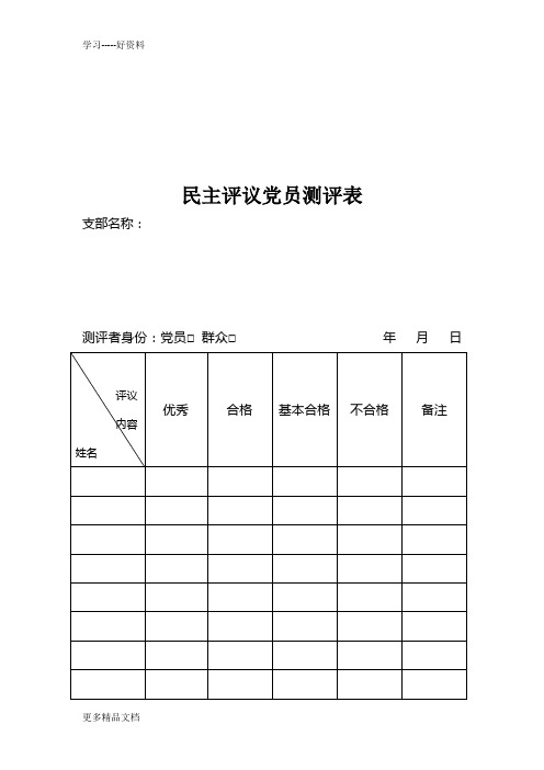 最新最新民主评议党员测评表