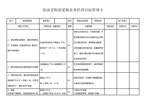 原油采购部采购业务经理目标管理卡