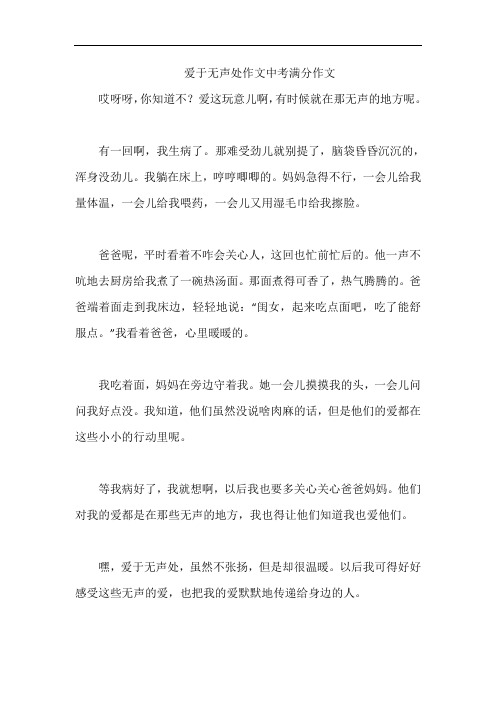 爱于无声处作文中考满分作文