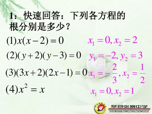 青岛版4.4用因式分解法解一元二次方程