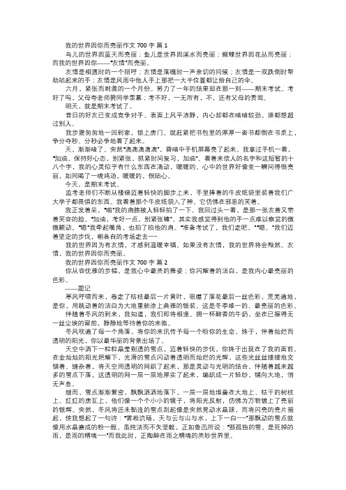 我的世界因你而亮丽作文