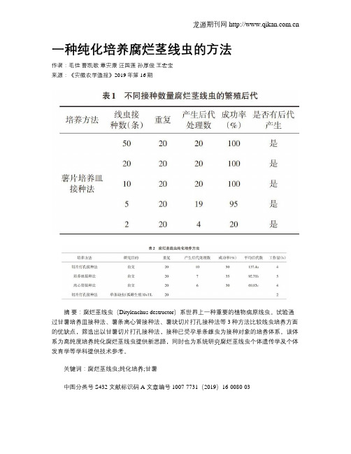 一种纯化培养腐烂茎线虫的方法