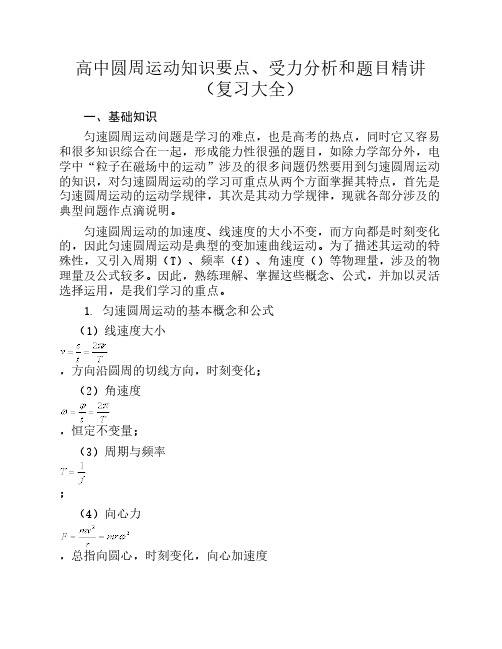 圆周运动知识要点、受力分析和题目精讲(张晓整理)