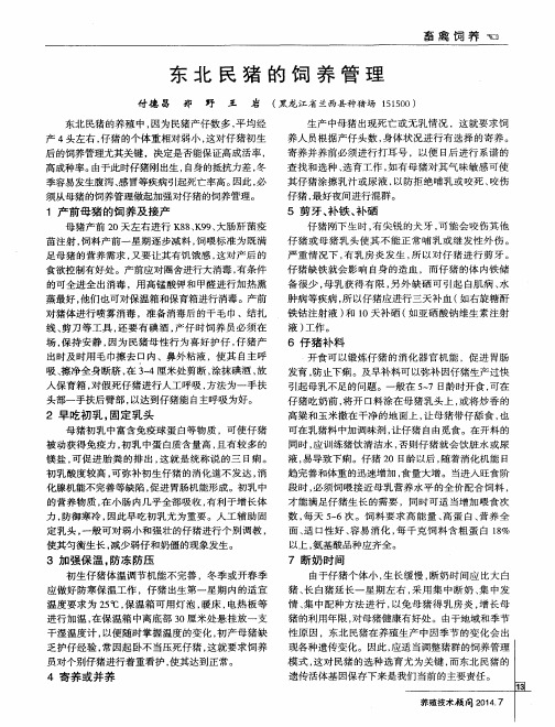 东北民猪的饲养管理