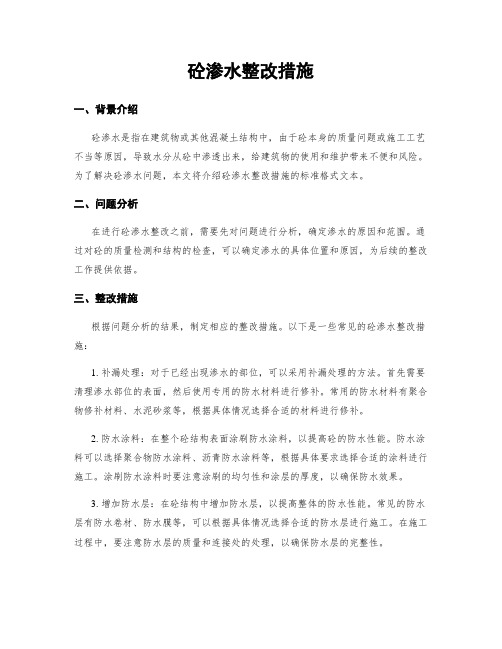 砼渗水整改措施