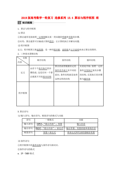 2019版高考数学一轮复习 选修系列 13.4 算法与程序框图 理.doc