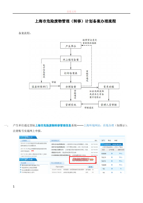 上海危险废物管理转移计划备案办理流程