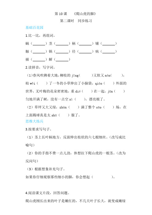 四年级上册语文同步练习-10爬山虎的脚 第二课时