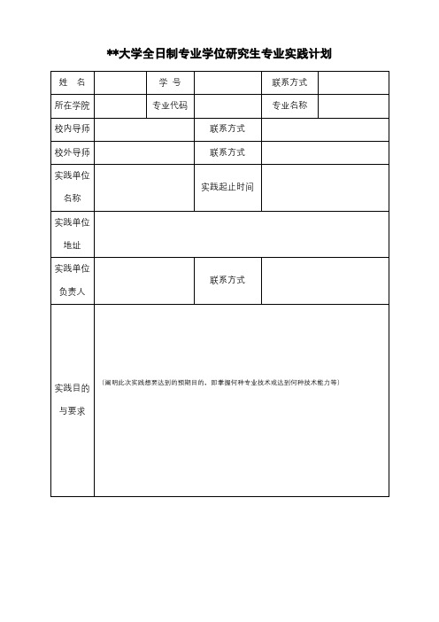 内蒙古工业大学全日制专业学位研究生专业实践计划【模板】