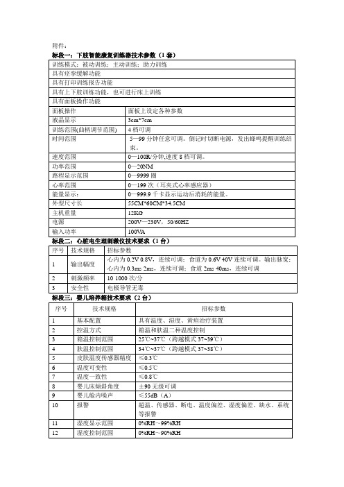 标段一下肢智能康复训练器技术参数(1套)