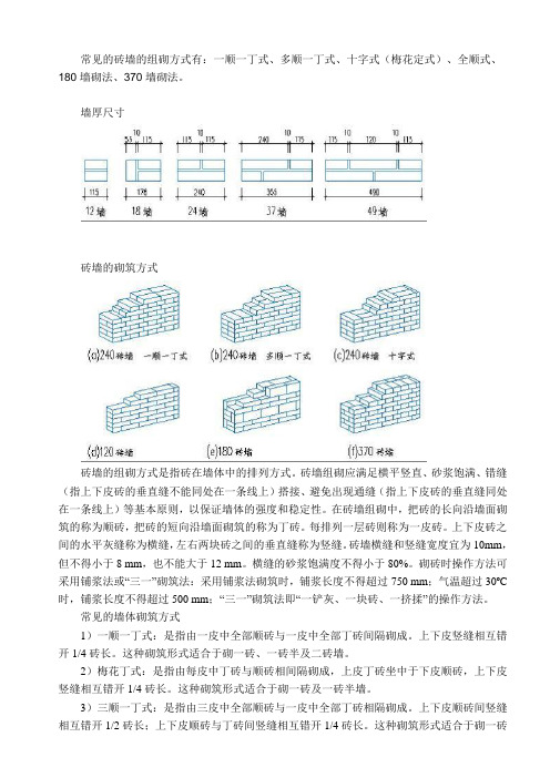 常见的砖墙的组砌方式有