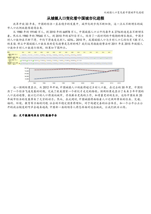 从城镇人口变化看中国城市化进程