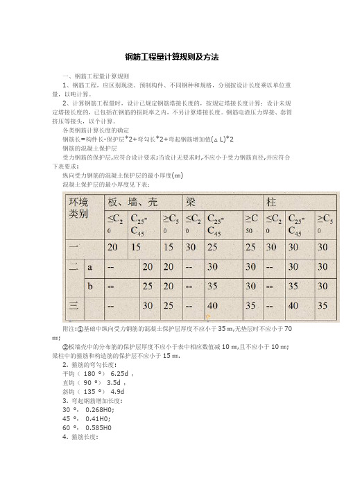 钢筋工程量计算规则及方法