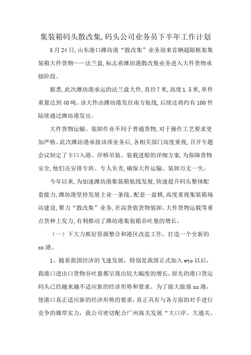 集装箱码头散改集,码头公司业务员下半年工作计划