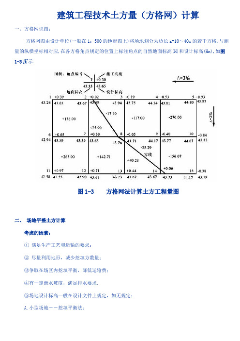 建筑工程技术土方量(方格网)计算