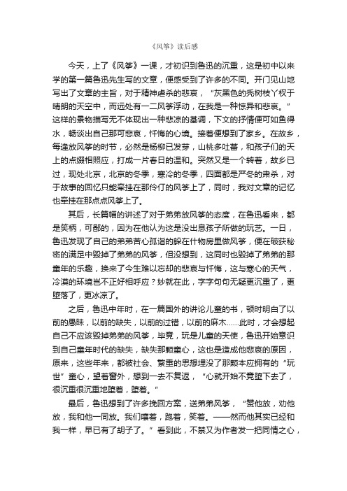 《风筝》读后感_作文800字_初二读后感_