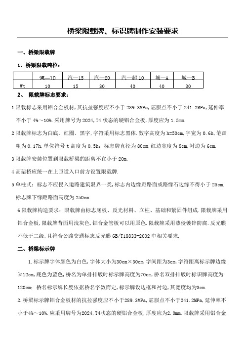 桥梁标示牌制作要求