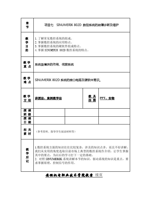 SINUMERIK-802D-数控系统的故障诊断及维护教学内容