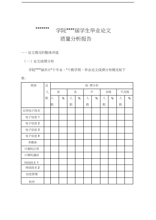 毕业论文质量分析报告