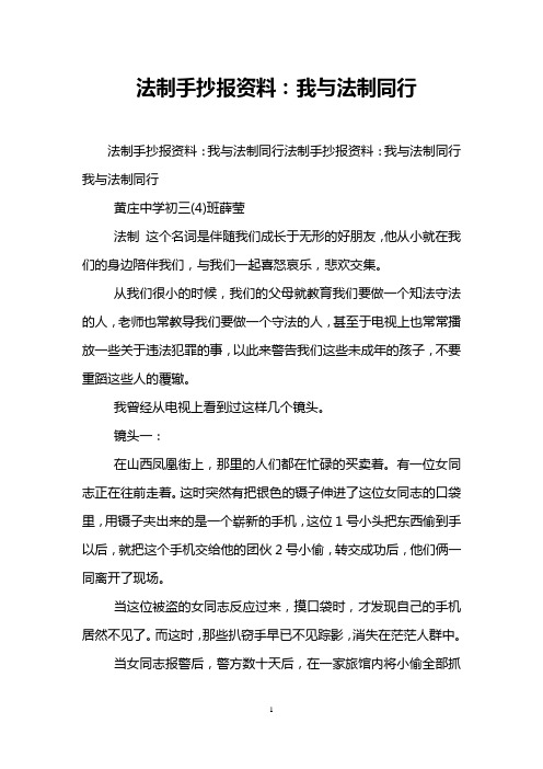 法制手抄报资料：我与法制同行