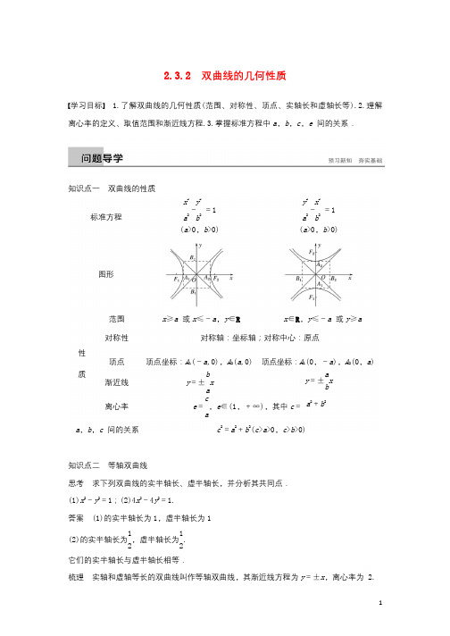 2018_2019高中数学第2章圆锥曲线与方程2.3.2双曲线的几何性质学案苏教版选修2_12018