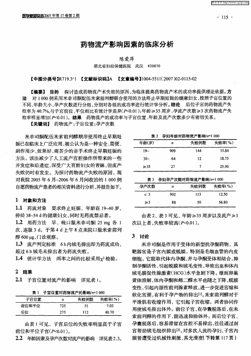 药物流产影响因素的临床分析