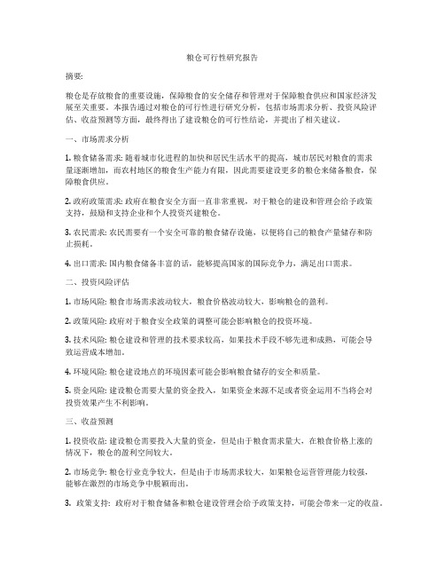 粮仓可行性研究报告