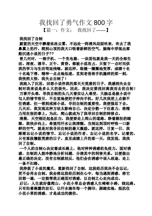 我找回了勇气作文800字