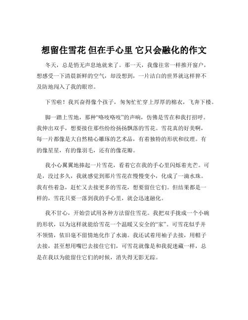 想留住雪花 但在手心里 它只会融化的作文