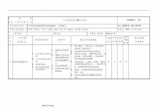 工作危害分析(JHA)分析表