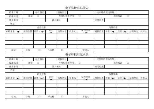 电子称校准记录表