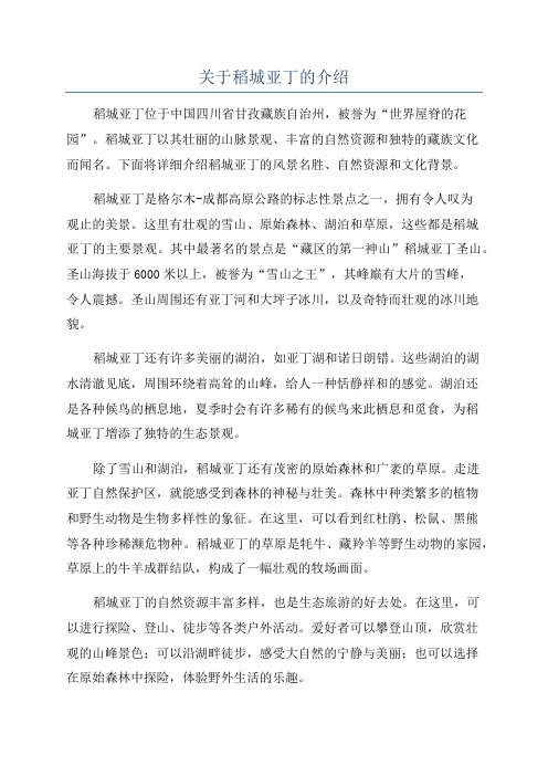 关于稻城亚丁的介绍