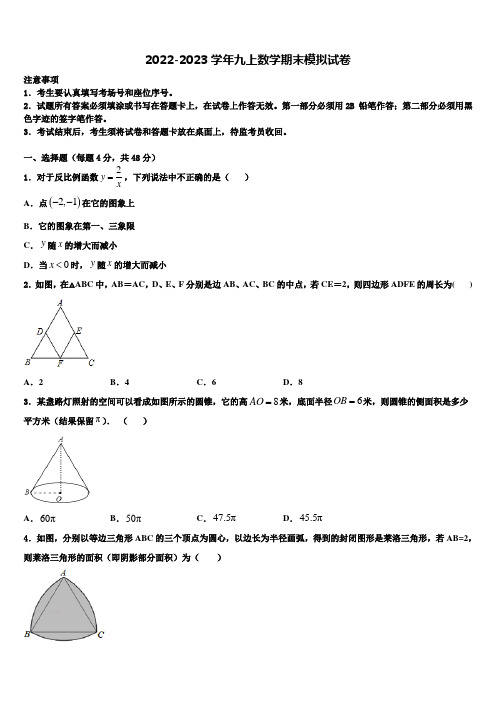 湖北省恩施土家族苗族自治州利川市2022年数学九上期末综合测试模拟试题含解析