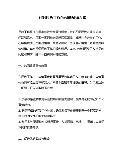 针对民族工作的纠偏纠错方案