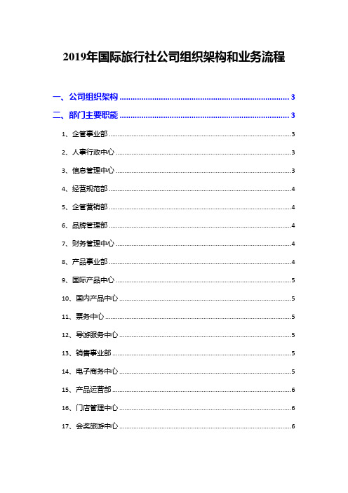 2019年国际旅行社公司组织架构和业务流程