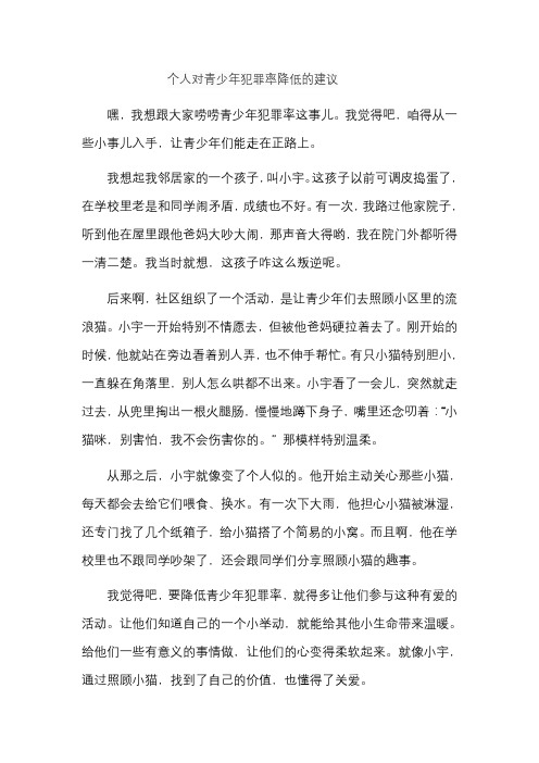 个人对青少年犯罪率降低的建议