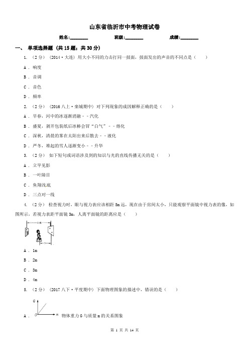 山东省临沂市中考物理试卷