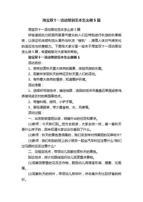 淘宝双十一活动策划范本怎么做5篇