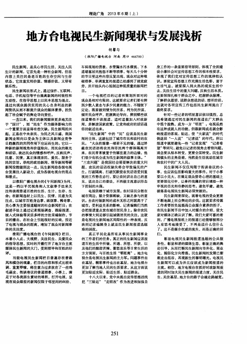 地方台电视民生新闻现状与发展浅析