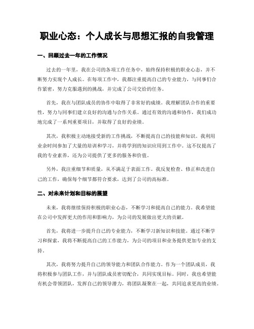 职业心态：个人成长与思想汇报的自我管理