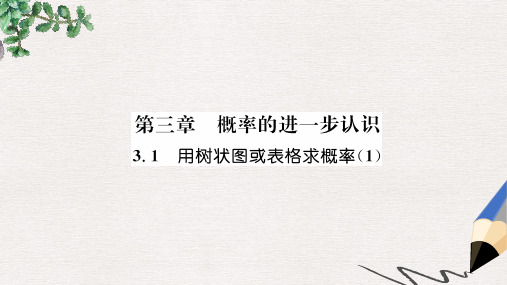 2019年秋九年级数学上册 第3章 概率的进一步认识 3.1 用树状图或表格求概率(1)作业课件北师大版