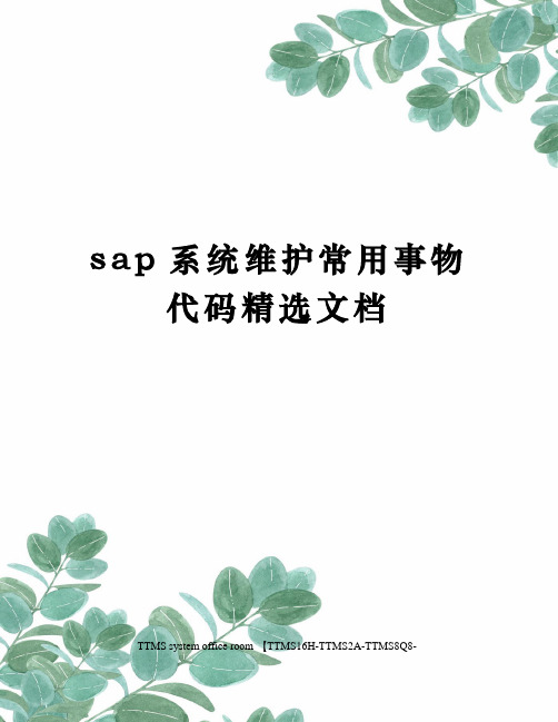 sap系统维护常用事物代码精选文档