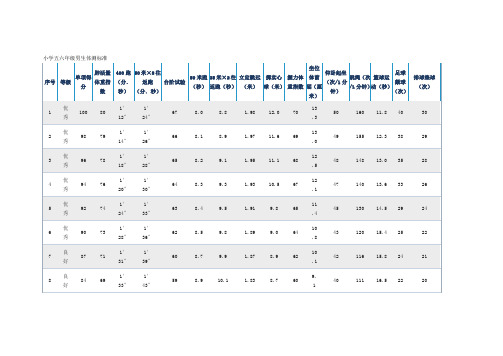 小学五六年级男生体测标准