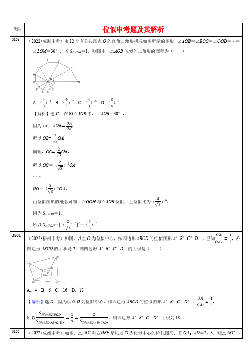 中考数学真题分类汇编及解析(三十八)位似